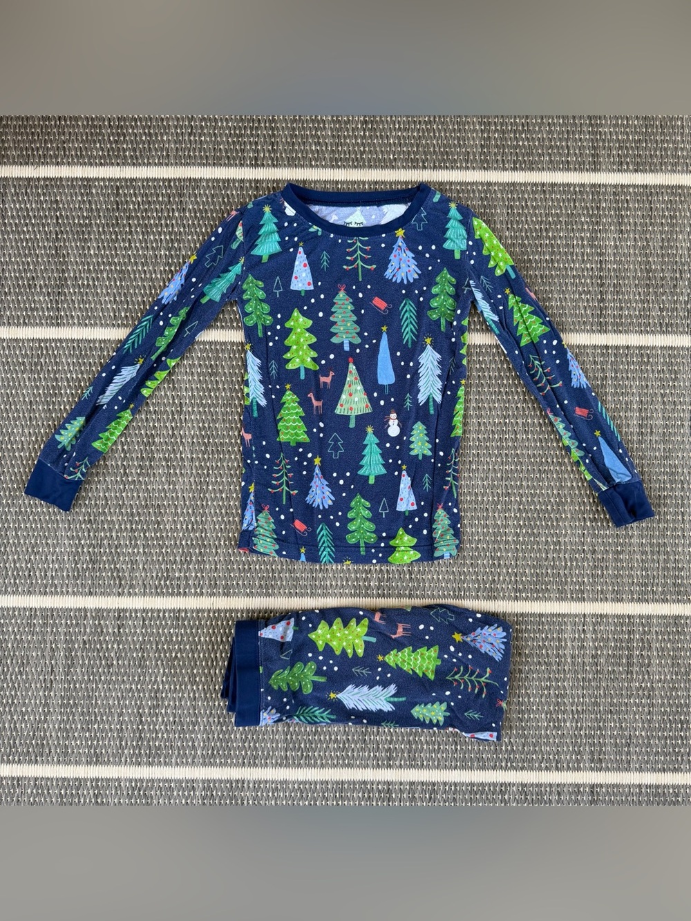 Little Sleepies Blue Merry and Bright Bamboo Viscose Two Piece Pajama Set, 4T